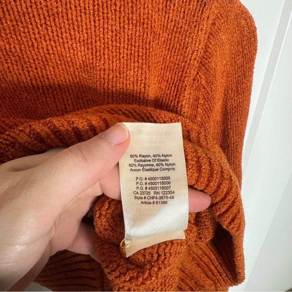 Aritzia Wilfred Orange Mockneck Cropped Knit Sweater Size XXS - Picture 3 of 4